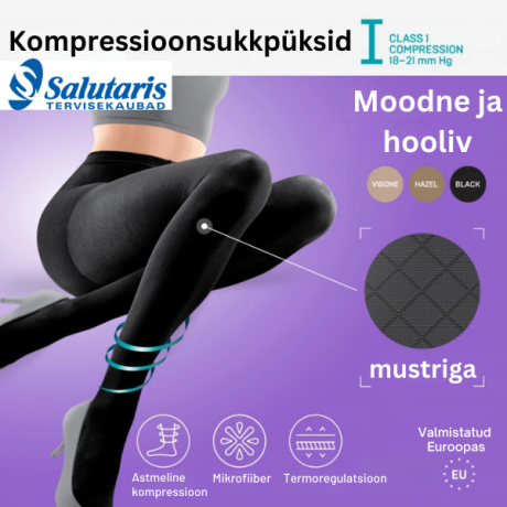  0404 Elastsed sukkpüksid veenilaienditele mustriga, 18-21mmHg